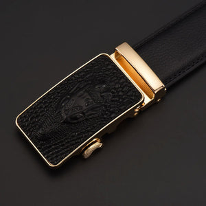 Stylish Jaguar Style genuine leather belt automatic buckle