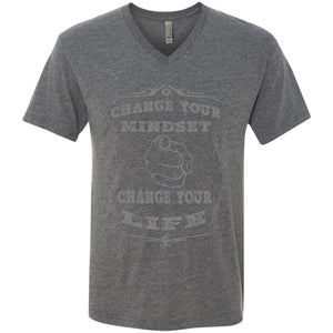 Mindset grey logo Triblend V-Neck T-Shirt