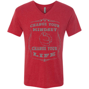 Mindset grey logo Triblend V-Neck T-Shirt