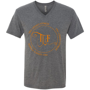TLF Round Logo burnt orange Triblend V-Neck T-Shirt