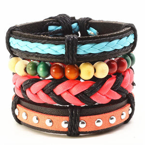 Vintage Rope Handmade Bead Woven Leather  Bracelets