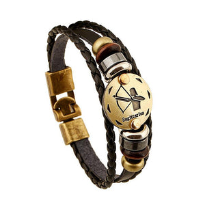 12 Constellations leather zodiac Bracelet
