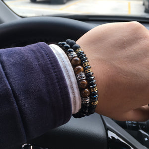 Unisex style 8mm Stone Beads Bracelet With Hematite Beads