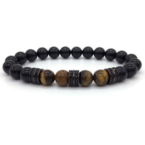 Unisex style 8mm Stone Beads Bracelet With Hematite Beads